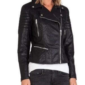 Blank NYC Faux Leather Quilted Moto Biker Jacket Black Small
